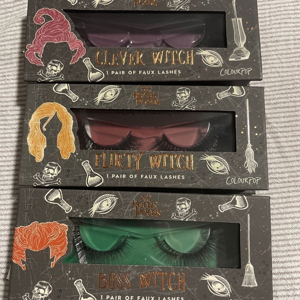 NWT ColourPop Disney Hocus Pocus Faux Lashes Set of 3 Witch Trio